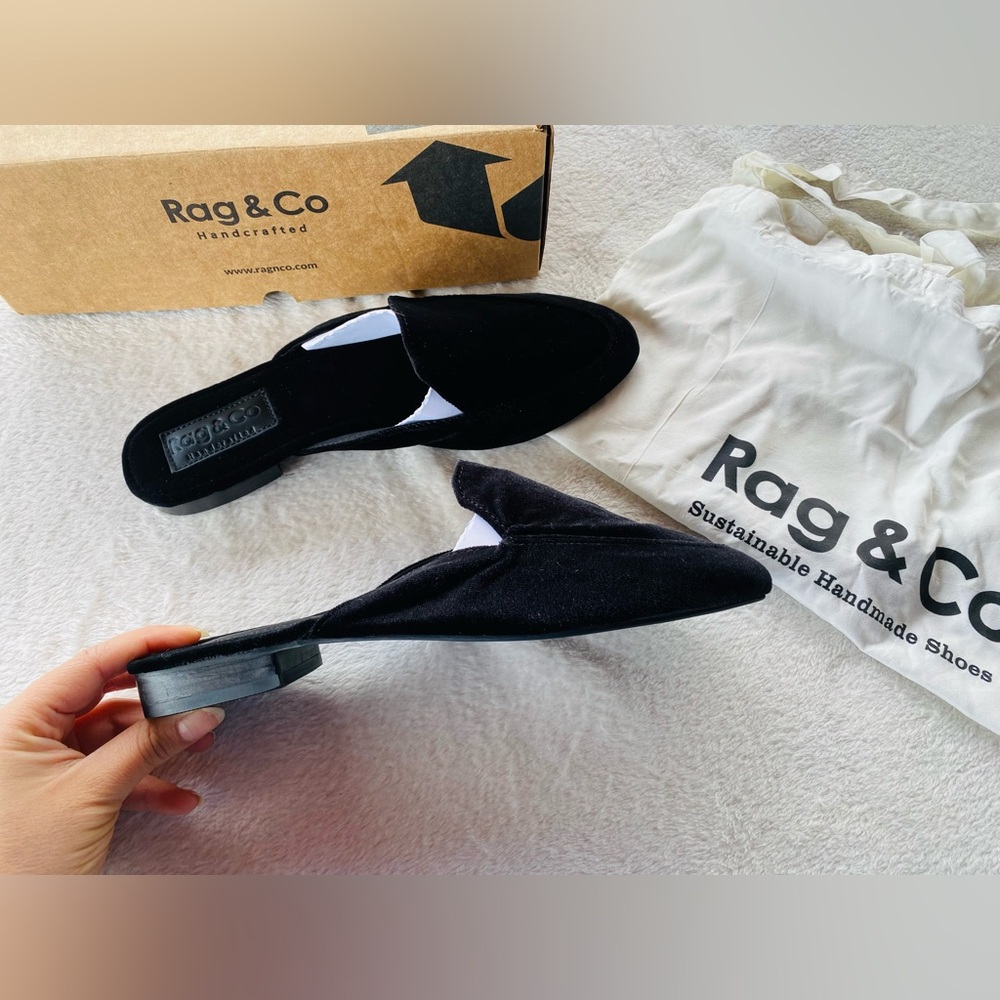 Rag & Co Black Velvet Mules